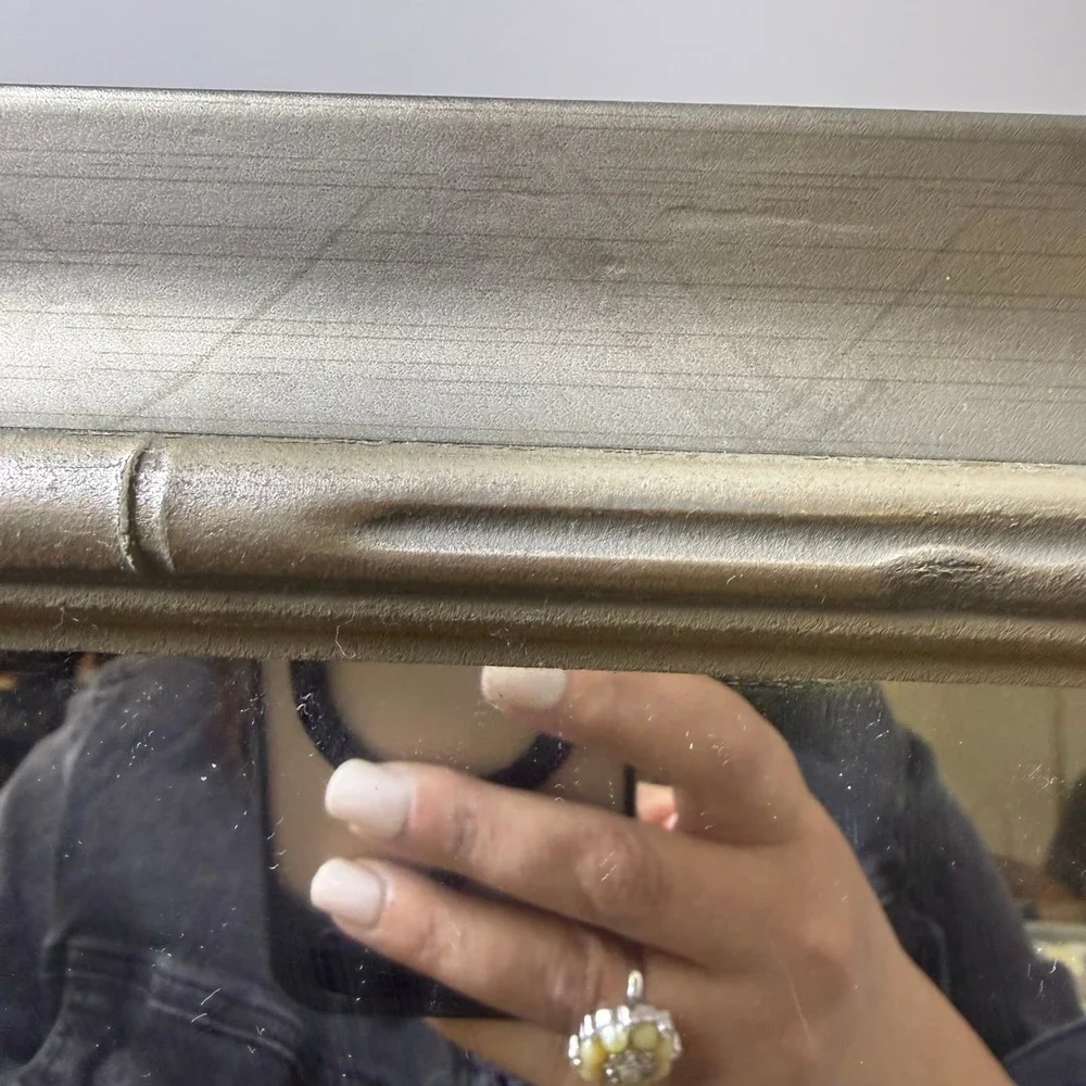 Silver Champagne Faux Bamboo Square Wall Mirror Hollywood Regency‎ 13.5x13.5